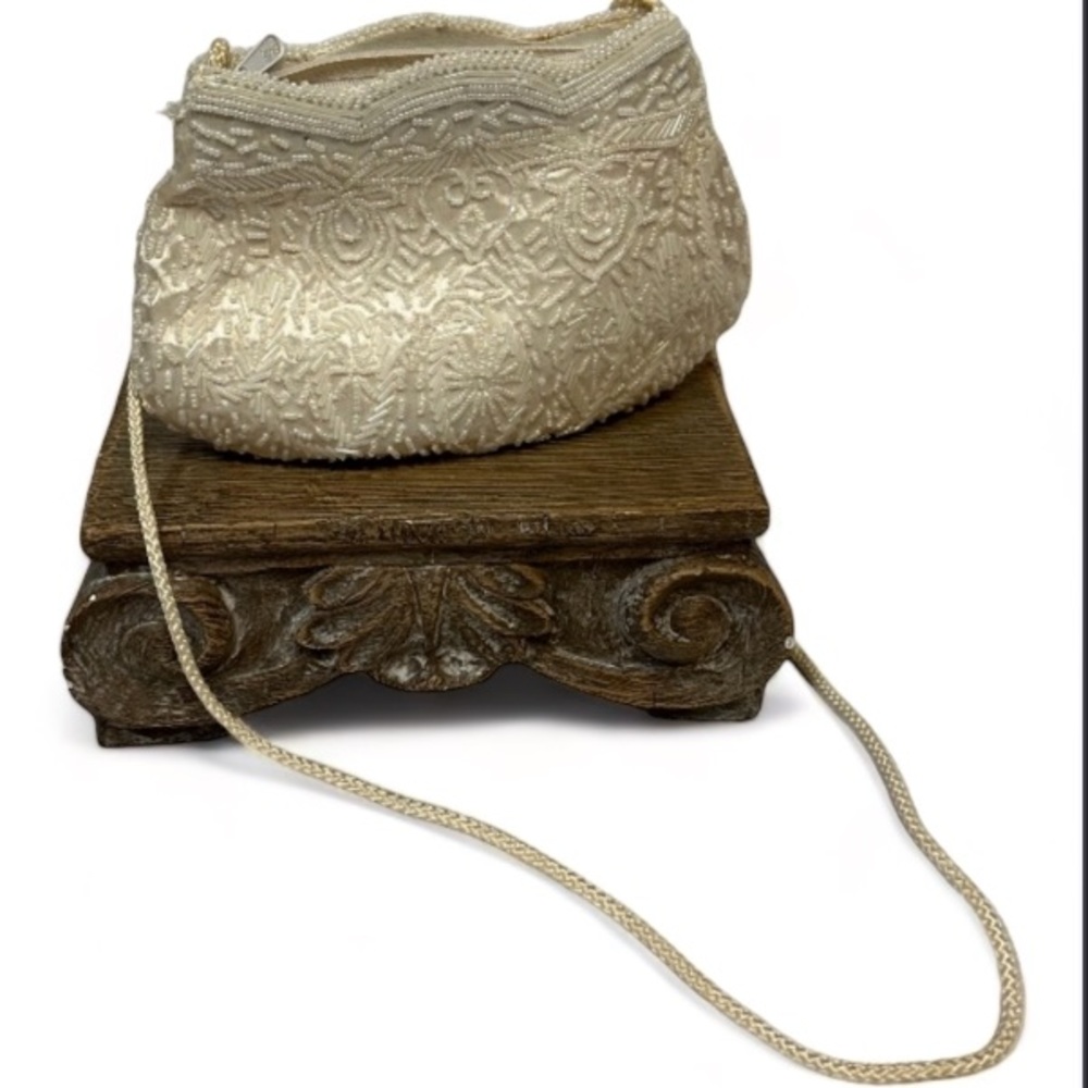 Vintage Satin Beaded Cream Formal Purse | Cross Body USED ONCE
